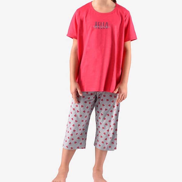 Pijama bumbac fete 29010 - rosu cherry